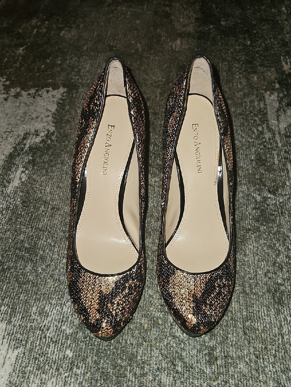 Enzo Angiolini Women's Metallic Brown Animal-Print Pointed-Toe Pumps